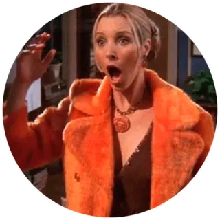 😱 Phoebe Buffay Friends geschockt, reaktion, frau, oranger mantel, freunde, phoebe whatsapp sticker