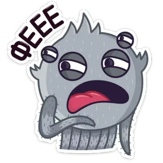 🤢 QEEE Monster, Alien, Lustig, Cartoon, Sticker, Grau, Ausdruck, Müde whatsapp sticker
