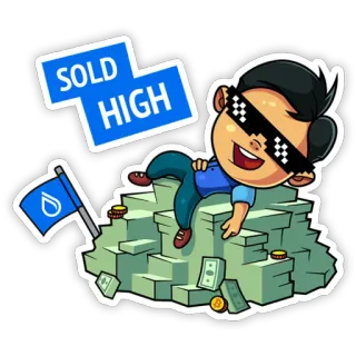 🤑 SOLD HIGH soldi, successo, crypto, ricchezza, investimento, finanza, trading telegram sticker