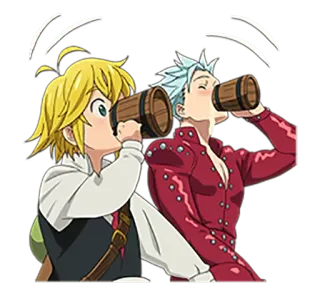 🍺 Meliodas The Seven Deadly Sins Anime, Personagem, Bebendo, Desenho animado whatsapp sticker