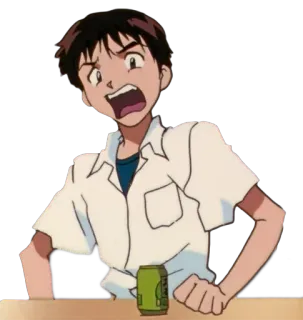 😡 Shinji Ikari Neon Genesis Evangelion animé, Evangelion, nerveux, ado, garçon telegram sticker