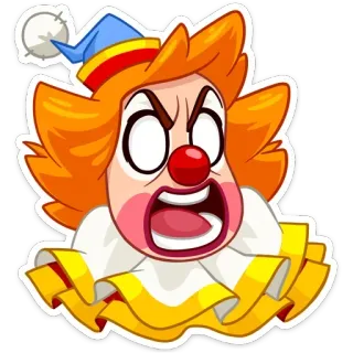 🤬 clown, énervé, dessin animé, expression, drôle, autocollant, personnage whatsapp sticker
