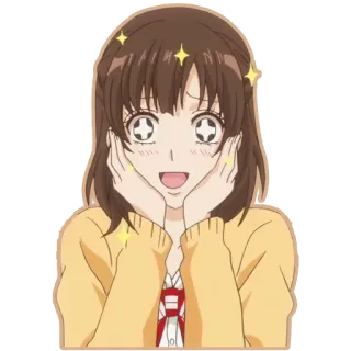 😃 anime, girl, cartoon, sparkles, happy, cute whatsapp sticker