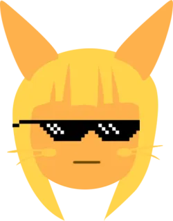 😎 Pixel art, Lunettes de soleil, Cool, Jaune, Cheveux blonds, Pixellisé telegram sticker