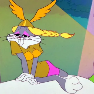 👩 Bugs Bunny Looney Tunes Dessin animé, Lapin, Viking, Blonde, Drag telegram sticker