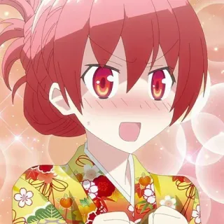 ❤️ Anime, Menina, Bonita, Ilustração, Desenho animado, Personagem, Cabelo rosa, Sorriso whatsapp sticker