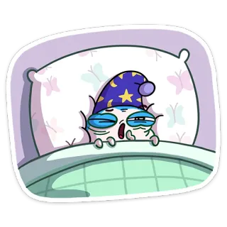 😴 sleeping, tired, nightcap, sleep, cartoon, bed, pillow, lazy telegram sticker
