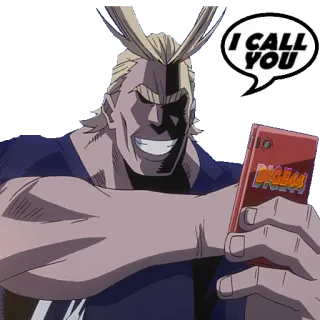 📲 All Might My Hero Academia I CALL YOU anime, call, superhero, phone, hero telegram sticker