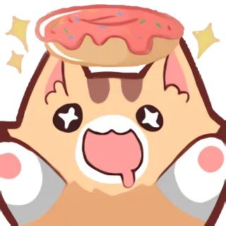 🍩 แมว, โดนัท, น่ารัก, คาวาอิ, สัตว์, อาหาร telegram sticker