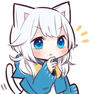 🤔 Catgirl, Anime, Fofo, Kawaii, Chibi, Adesivo telegram sticker