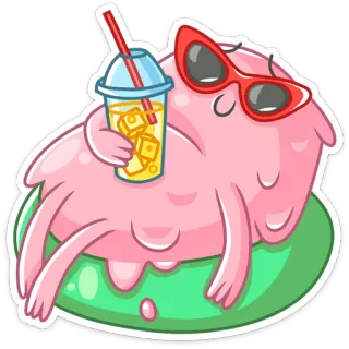 😎 blob, cartoon, sunglasses, drink, summer, relaxation whatsapp sticker