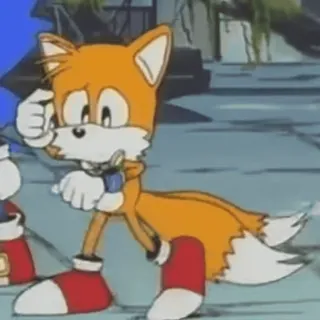 🤔 Tails Мультфильм, Лиса, Оранжевый, Sonic the Hedgehog, Майлз Прауэр, Персонаж видеоигры telegram sticker