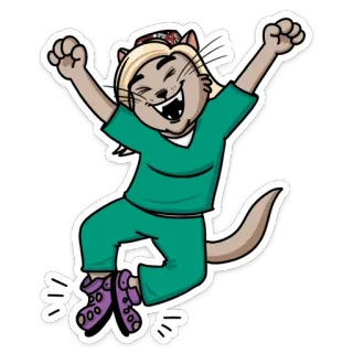 🥳 cat, nurse, animal, cartoon, sticker telegram sticker