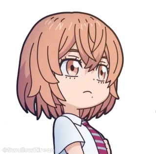 🙁 @SwallowZirege Anime, Gadis, Seragam sekolah, Kartun, Stiker, Manga, Lucu, Ilustrasi telegram sticker