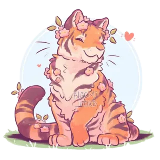 🐯 NAOMI LORD tiger, animal, flowers, cute, art, cartoon telegram sticker