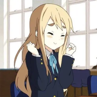 🥰 Mugi K-On! Anime, Mugi, K-On, Bonito, Feliz, Celebração, Animado telegram sticker