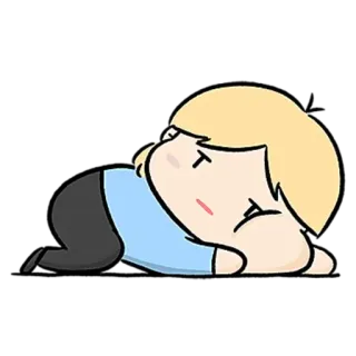 😺 triste, fatigué, épuisé, dessin animé, personne, allongé telegram sticker