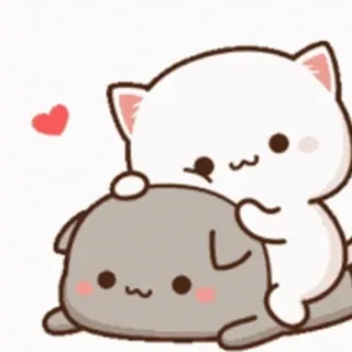🎈 kat, hond, schattig, kawaii, hart, cartoon whatsapp sticker