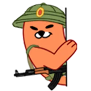 😤 pistola, arma, soldato, militare, cartone animato, personaggio whatsapp sticker