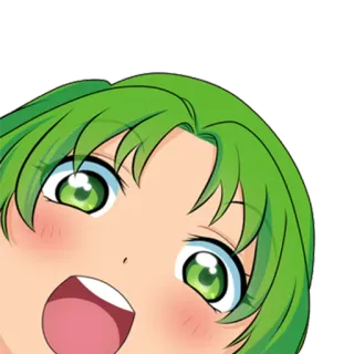 😃 Аниме, Девушка, Зеленые волосы, Милая, Мультфильм telegram sticker