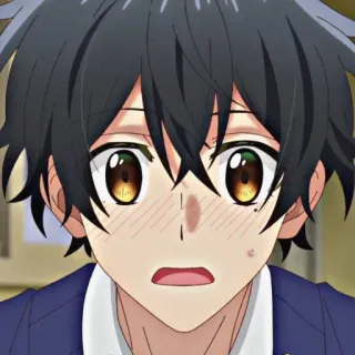 😧 anime, garçon, inquiet, confus, personnage anime telegram sticker