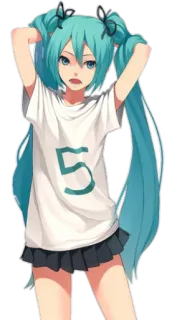 ☹ Hatsune Miku 5 애니메이션, 소녀, 보컬로이드, 미쿠 whatsapp sticker