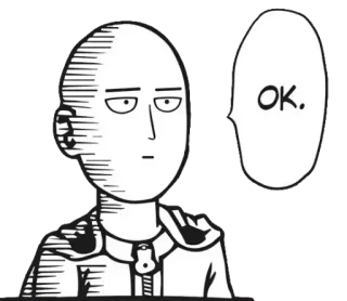 🆗 Saitama One-Punch Man OK. Anime, Manga, Ok, Saitama, One-Punch Man, Cómic telegram sticker