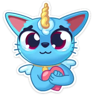 ❤️ 猫, ユニコーン, かわいい, 可愛い, 漫画, 動物, ステッカー, ファンタジー telegram sticker