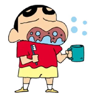 🛀 Shin-chan Nohara Crayon Shin-chan cartoon, anime, toothbrush, brushing teeth, Shin-chan, Crayon Shin-chan telegram sticker