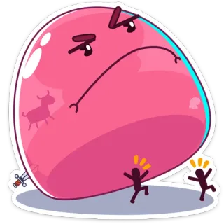 ☹️ Cartoon, Wütend, Monster, Pink, Ballon, Angst, Rennen whatsapp sticker