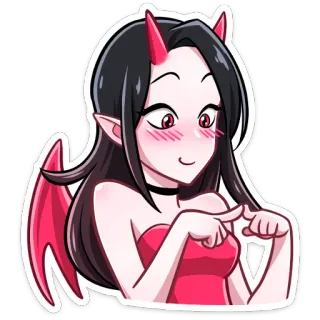 ☺️ демон, девушка, аниме, милый, мультфильм, дьявол telegram sticker