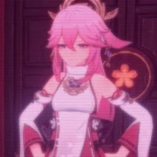🌟 Yae Miko Genshin Impact Anime, Jeu vidéo, Yae Miko, Genshin Impact, Cheveux roses whatsapp sticker