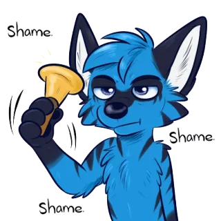 😑 Shame 羞耻, 兽人, 铃铛, 卡通 telegram sticker