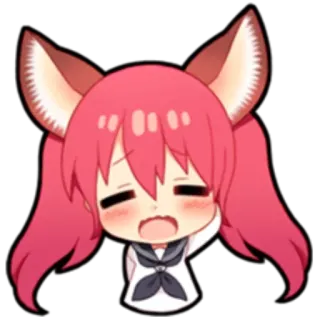 😵 Anime, Chibi, Telinga rubah, Gadis, Kawaii, Lucu telegram sticker
