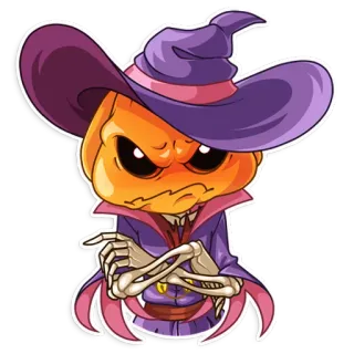 😡 ハロウィン, かぼちゃ, 怖い, モンスター, 魔女, 骸骨, 秋, 漫画 telegram sticker
