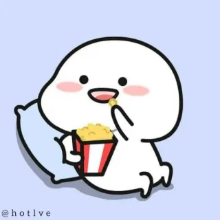 🍟 @hotlve cartoon, cute, snack, popcorn, pillow, eating, character telegram sticker