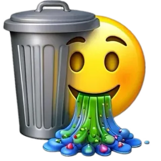 🗑️ Biểu tượng cảm xúc, Nôn mửa, Rác, Chất thải, Ốm, Thùng rác, Mửa whatsapp sticker
