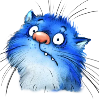 🙁 cat, animal, cartoon, blue cat, funny telegram sticker