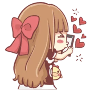 💋 만화, 소녀, 하트, 사랑, 귀여운, 사랑스러운 telegram sticker