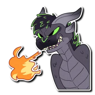 💢 naga, api, fantasi, monster, kartun telegram sticker