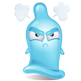 😡 Cartone animato, Preservativo, Arrabbiato, Blu, Protezione, Divertente telegram sticker