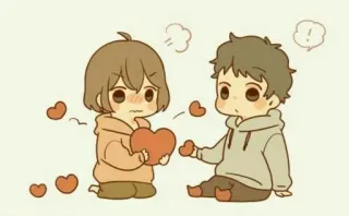 ❤️ amor, corazón, pareja, dibujos animados, romance, lindo, relación telegram sticker