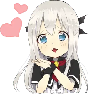 😍 Anime, Lucu, Hati, Ciuman, Chibi, Vampir telegram sticker