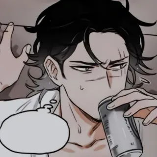 🪔 mężczyzna, picie, męski, na luzie, kreskówka, anime telegram sticker