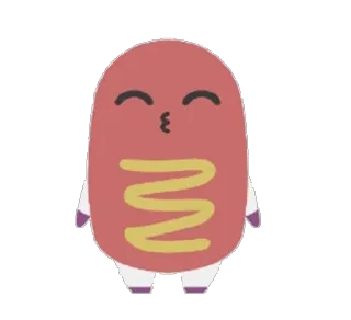 😗 хот-дог, еда, мультфильм, каваий, поцелуй, сосиска, горчица telegram sticker