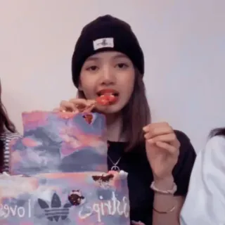 🤤 vol woman, cake, food, person, eating, adidas whatsapp sticker
