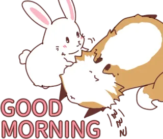 ☀️ GOOD MORNING buenos días, conejo, perro, saludo, lindo whatsapp sticker