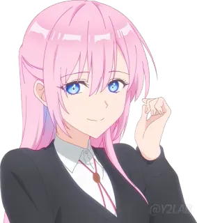 😊 anime, pink hair, character, cartoon, girl, female, cute, kawaii telegram sticker