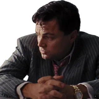 😔 Jordan Belfort The Wolf of Wall Street Леонардо ДиКаприо, костюм, фильм, брокер telegram sticker