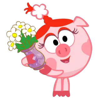 🌹 pig, flower, cute, cartoon, pink telegram sticker